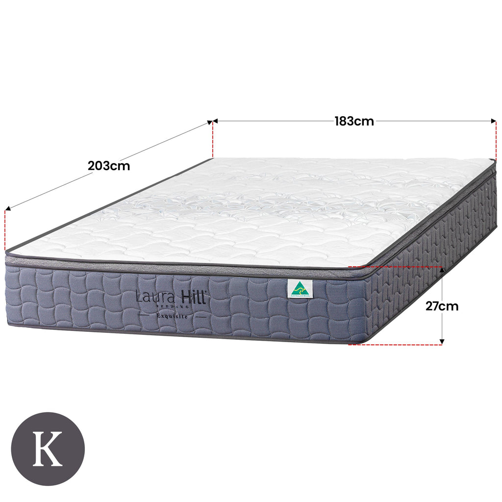 Laura Hill Exquisite King Mattress Australian Made 5-Zone Pocket Spring Medium Firm Bed Edge Support