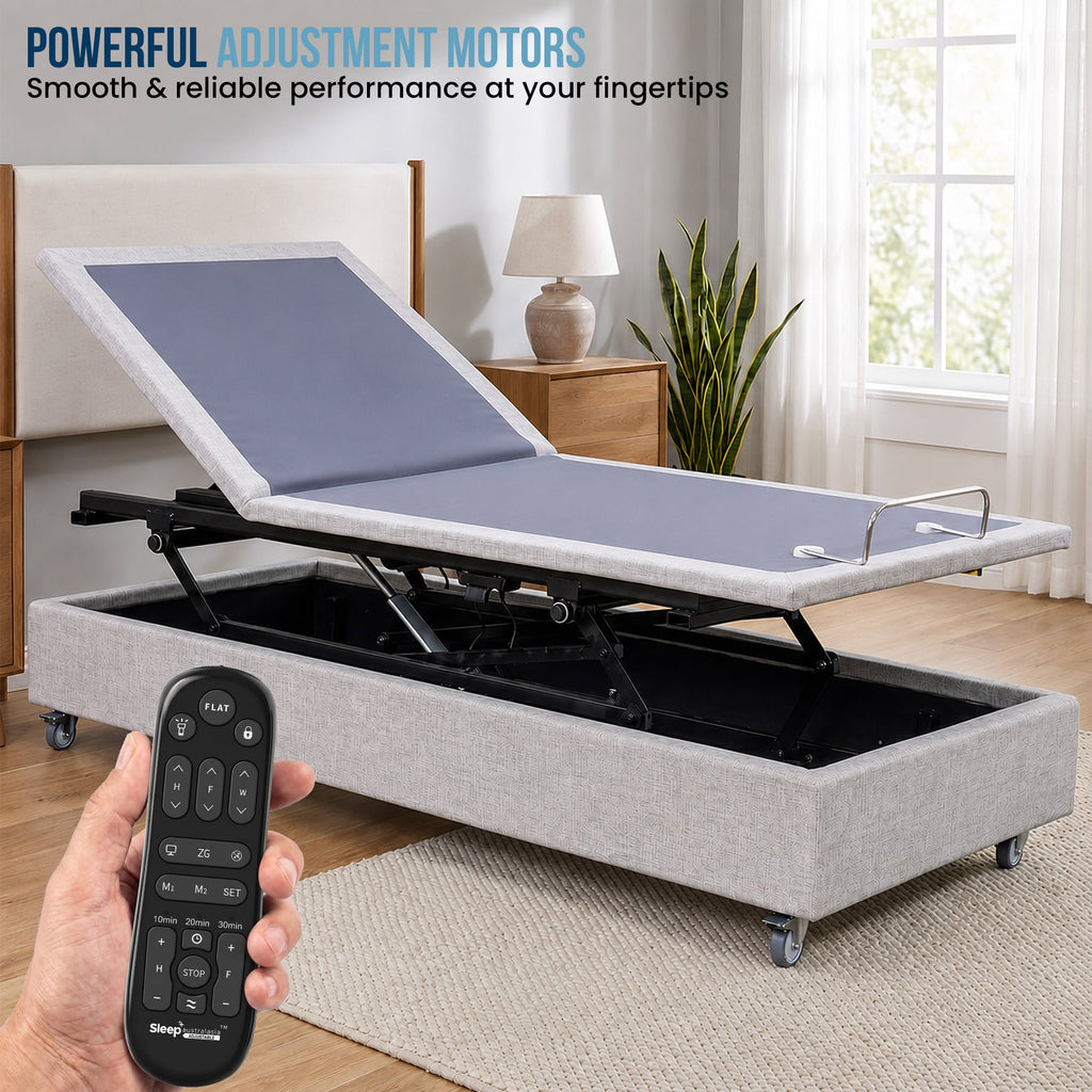 Therapedic Modulift Long Single Electric Adjustable Bed Base Hospital Grade Home Care Frame with Massage & Remote