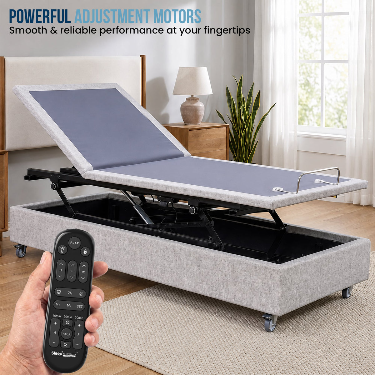 Therapedic Modulift Long Single Electric Adjustable Bed Base Hospital Grade Home Care Frame with Massage & Remote