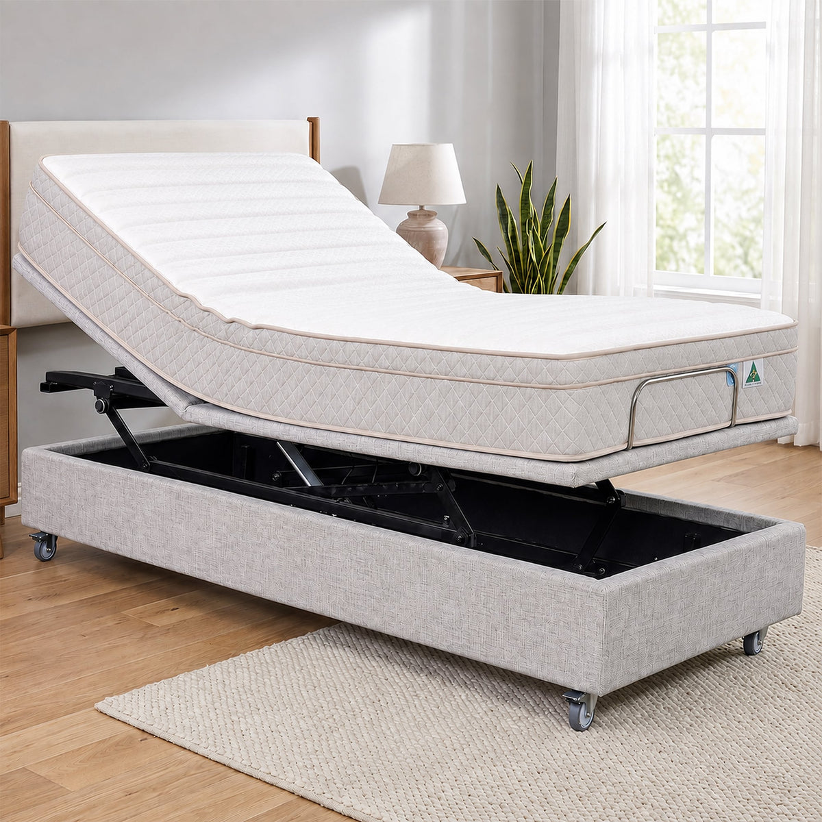 Therapedic Modulift Long Single Electric Adjustable Bed Base Hospital Grade Home Care Frame with Massage & Remote