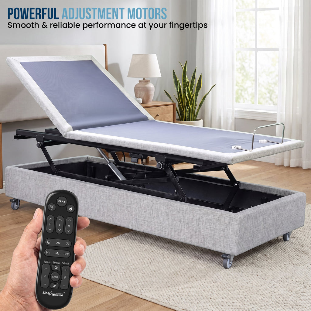Therapedic Modulift Hospital Grade Split Queen Electric Adjustable Bed Base with Massage & Wireless Remote