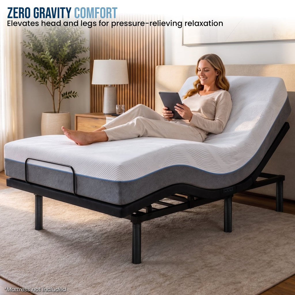Therapedic Advance King Single Adjustable Bed Frame Base with Head Tilt, Massage, USB & Wireless Remote