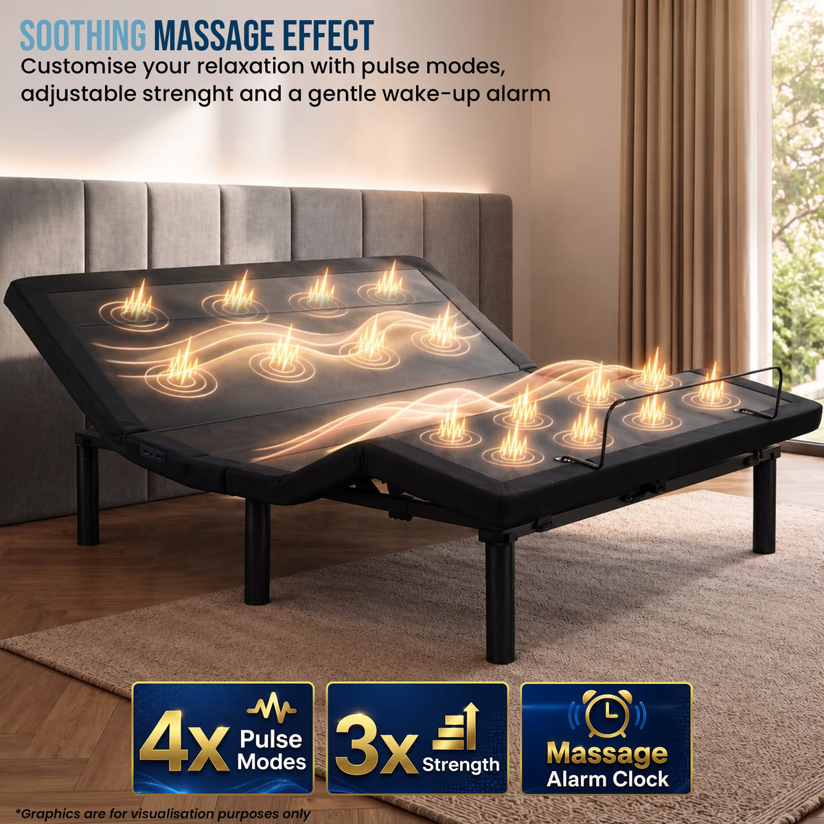 Therapedic Advance King Single Adjustable Bed Frame Base with Head Tilt, Massage, USB & Wireless Remote