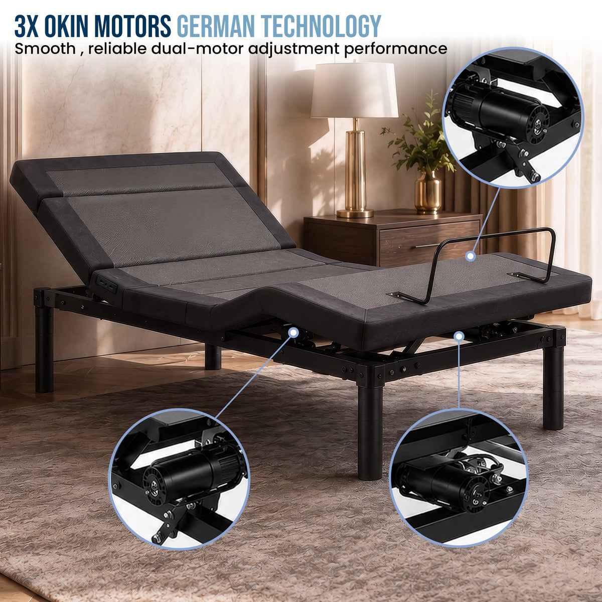 Therapedic Advance Long Single Adjustable Bed Frame Base with Head Tilt, Massage, USB & Wireless Remote