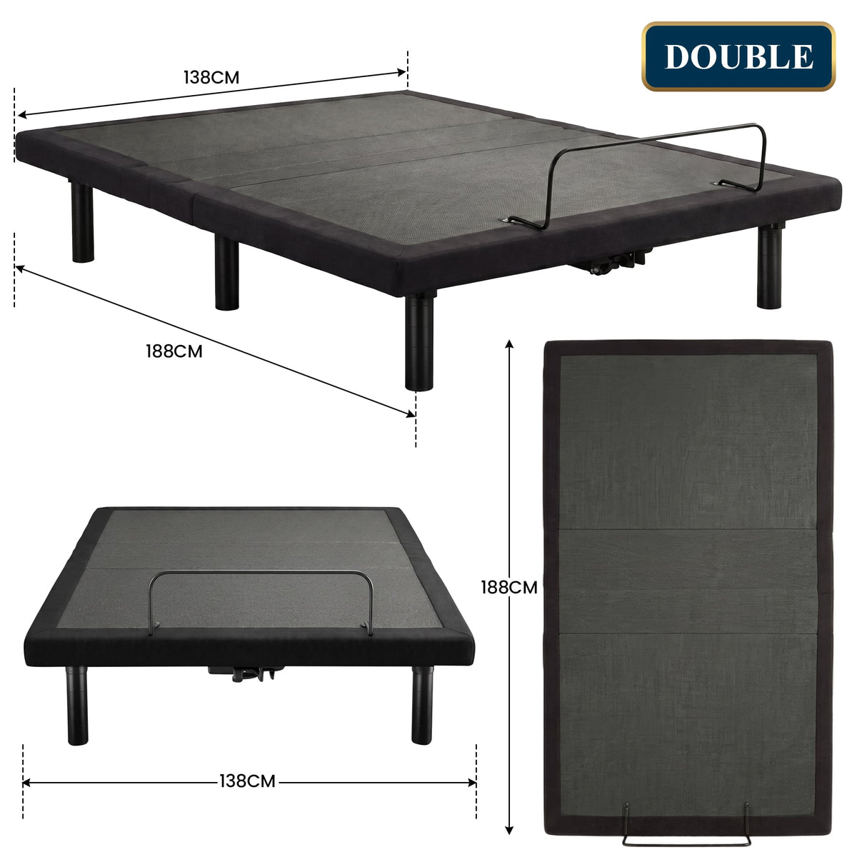 Therapedic Motion Double Adjustable Bed Base Electric Motorised Frame with Wireless Remote & Preset