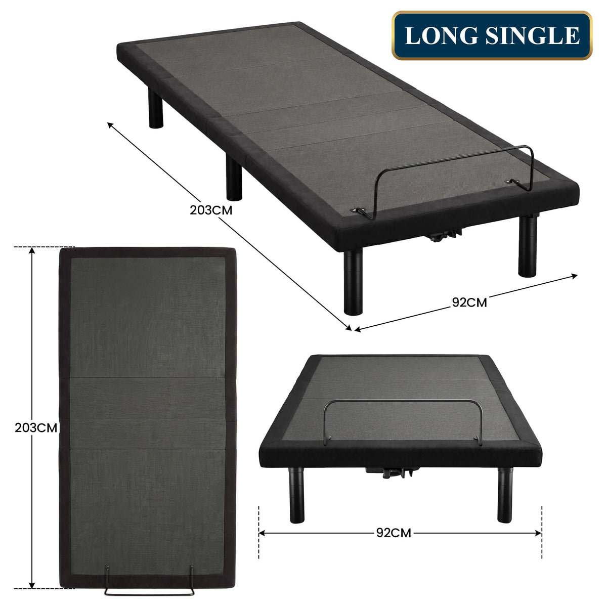 Therapedic Motion Long Single Adjustable Bed Base Electric Motorised Frame with Wireless Remote & Preset