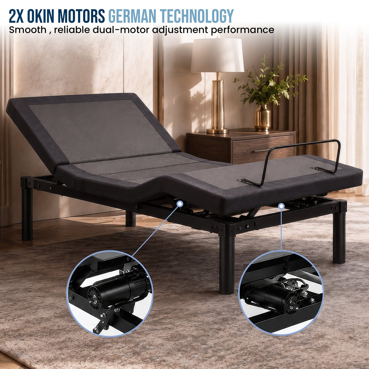 Therapedic Motion Long Single Adjustable Bed Base Electric Motorised Frame with Wireless Remote & Preset