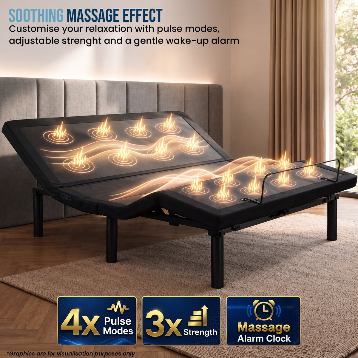 Therapedic Versa Electric Double Adjustable Bed Base Frame with Massage Dual Motor Zero Gravity & Wireless Remote