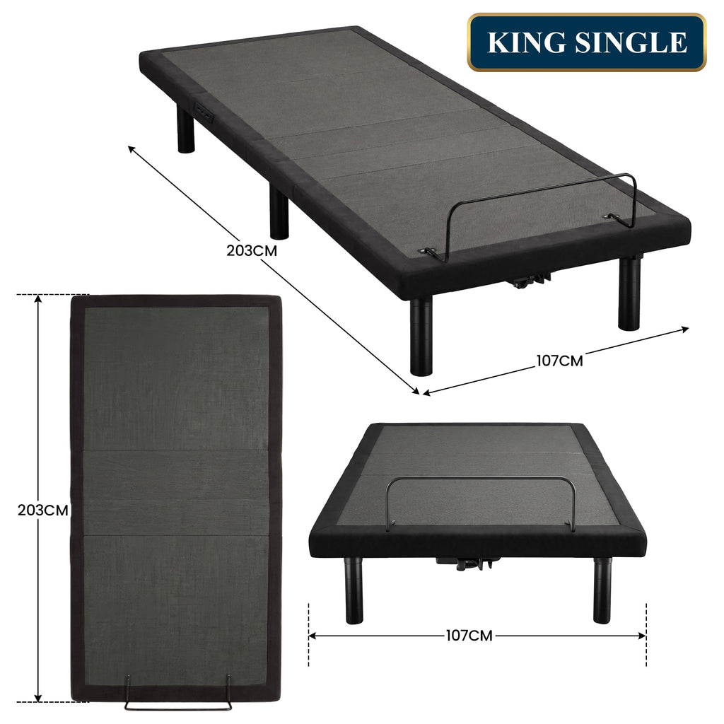 Therapedic Versa Electric King Single Adjustable Bed Base Frame with Massage Dual Motor Zero Gravity & Wireless Remote