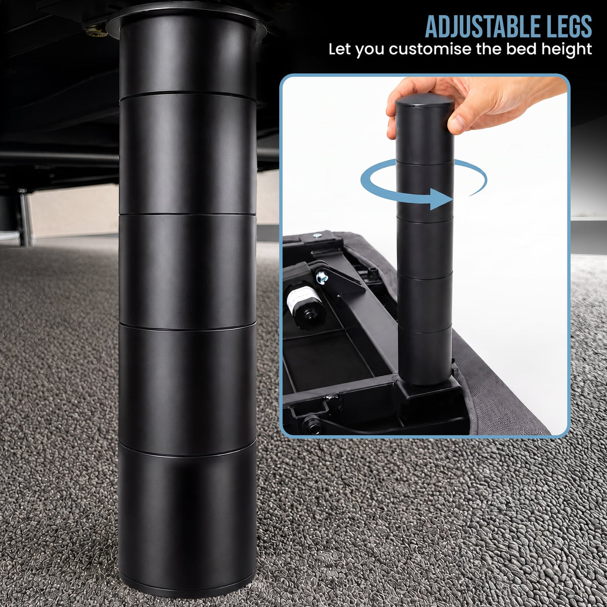 Therapedic Versa Electric King Single Adjustable Bed Base Frame with Massage Dual Motor Zero Gravity & Wireless Remote