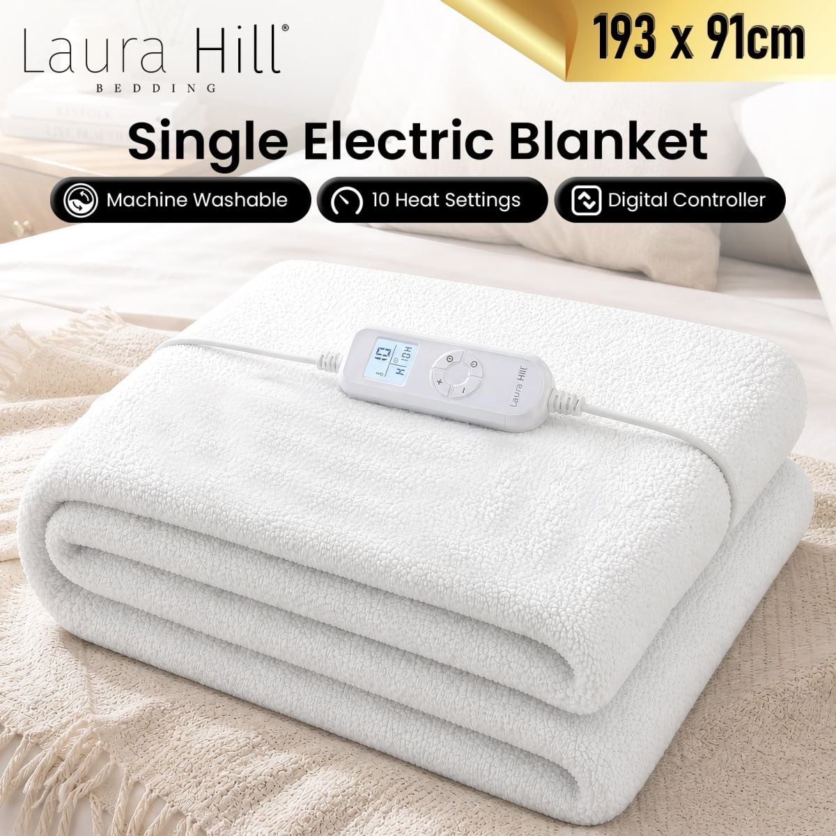 Laura Hill Heated Electric Blanket Fitted Fleece Underlay - Single