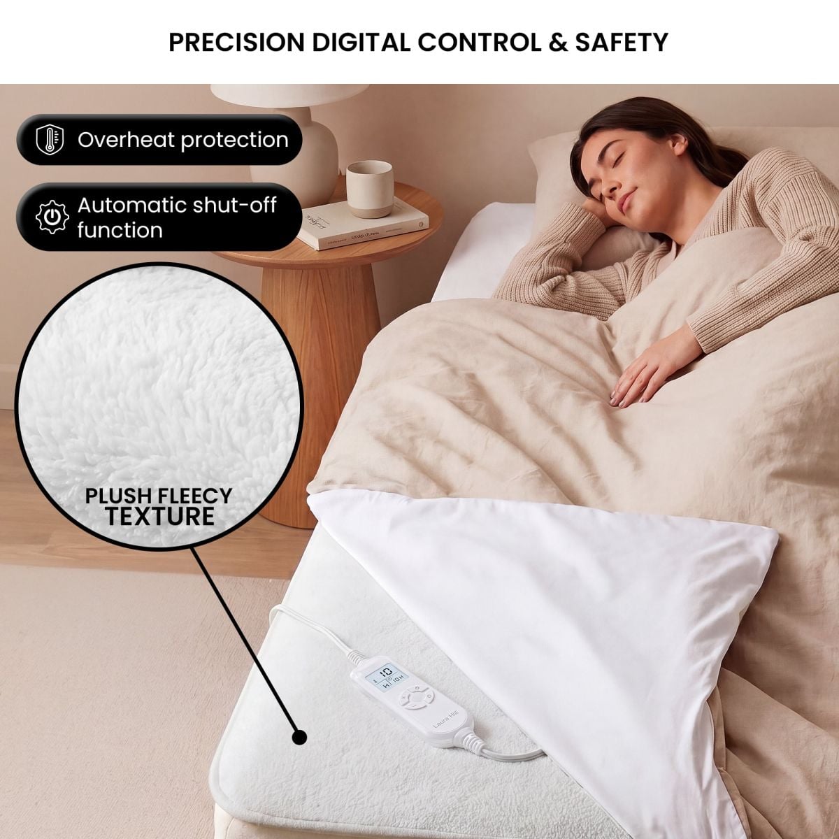 Laura Hill Heated Electric Blanket Fitted Fleece Underlay - Single