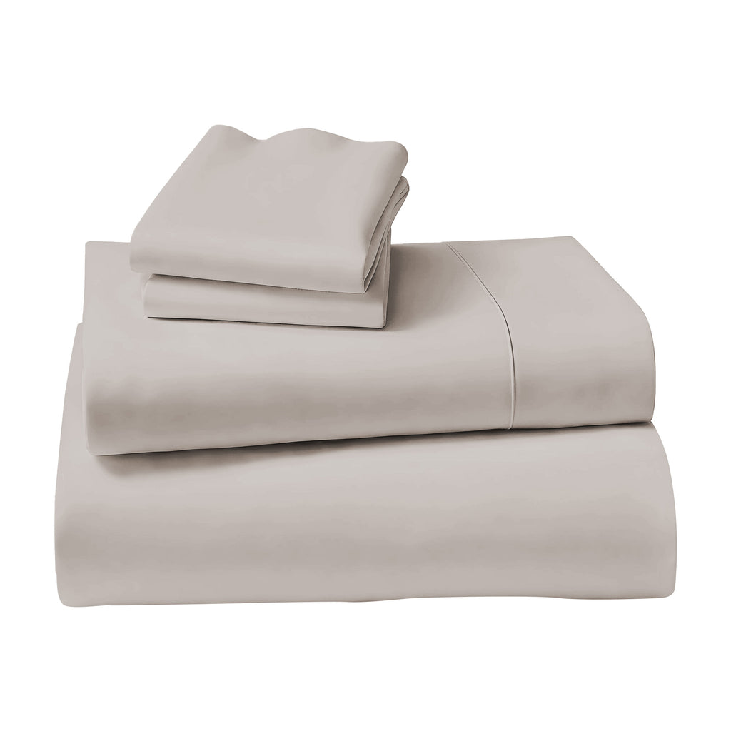 1000 Thread Count Cotton Rich Double Bed Sheet Set 4 Piece, Soft Feel Microfibre Blend, Solid Colour - Silver