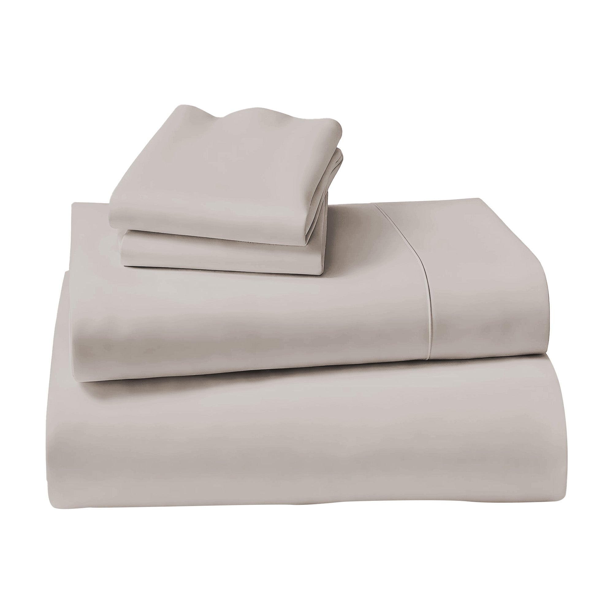 1000 Thread Count Cotton Rich Double Bed Sheet Set 4 Piece, Soft Feel Microfibre Blend, Solid Colour - Silver