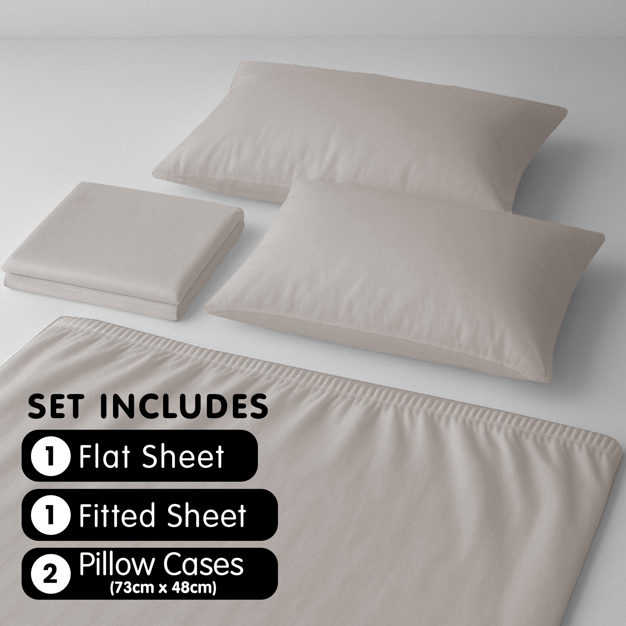 1000 Thread Count Cotton Rich Double Bed Sheet Set 4 Piece, Soft Feel Microfibre Blend, Solid Colour - Silver