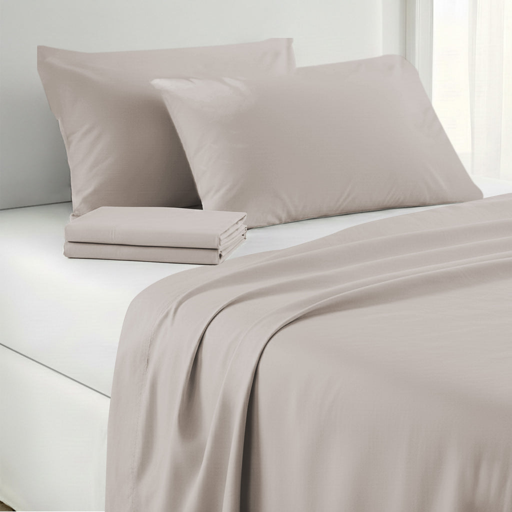 1000 Thread Count Cotton Rich Double Bed Sheet Set 4 Piece, Soft Feel Microfibre Blend, Solid Colour - Silver