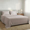 1000 Thread Count Cotton Rich Double Bed Sheet Set 4 Piece, Soft Feel Microfibre Blend, Solid Colour - Silver