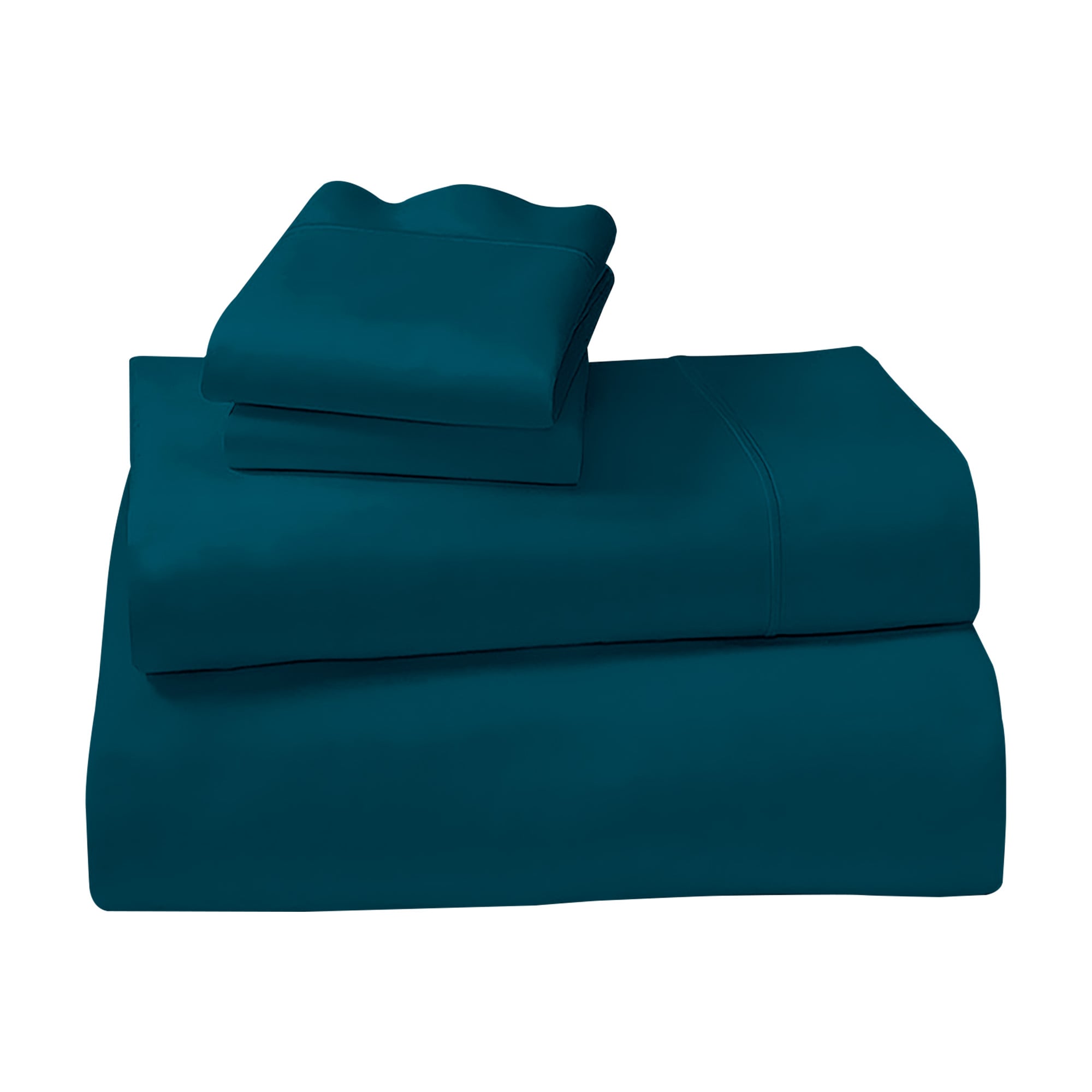 1000 Thread Count Cotton Rich Double Bed Sheet Set 4 Piece, Soft Feel Microfibre Blend, Solid Colour - Teal