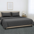 4pc 1000 Thread Count Cotton Rich King Bed Sheet Gift Pack CVC Microfibre Blend in Charcoal