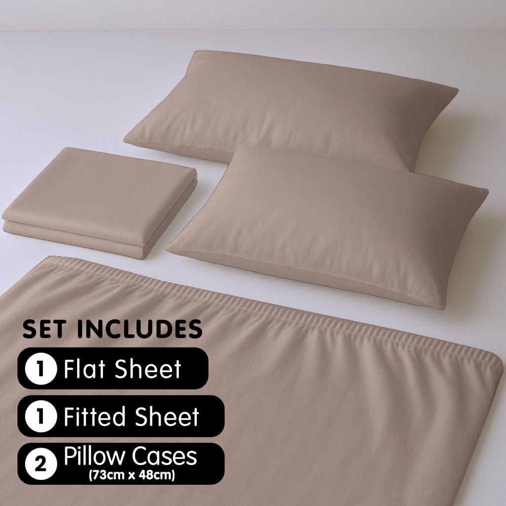 4pc 1000 Thread Count Cotton Rich King Bed Sheet Gift Pack CVC Microfibre Blend in Linen