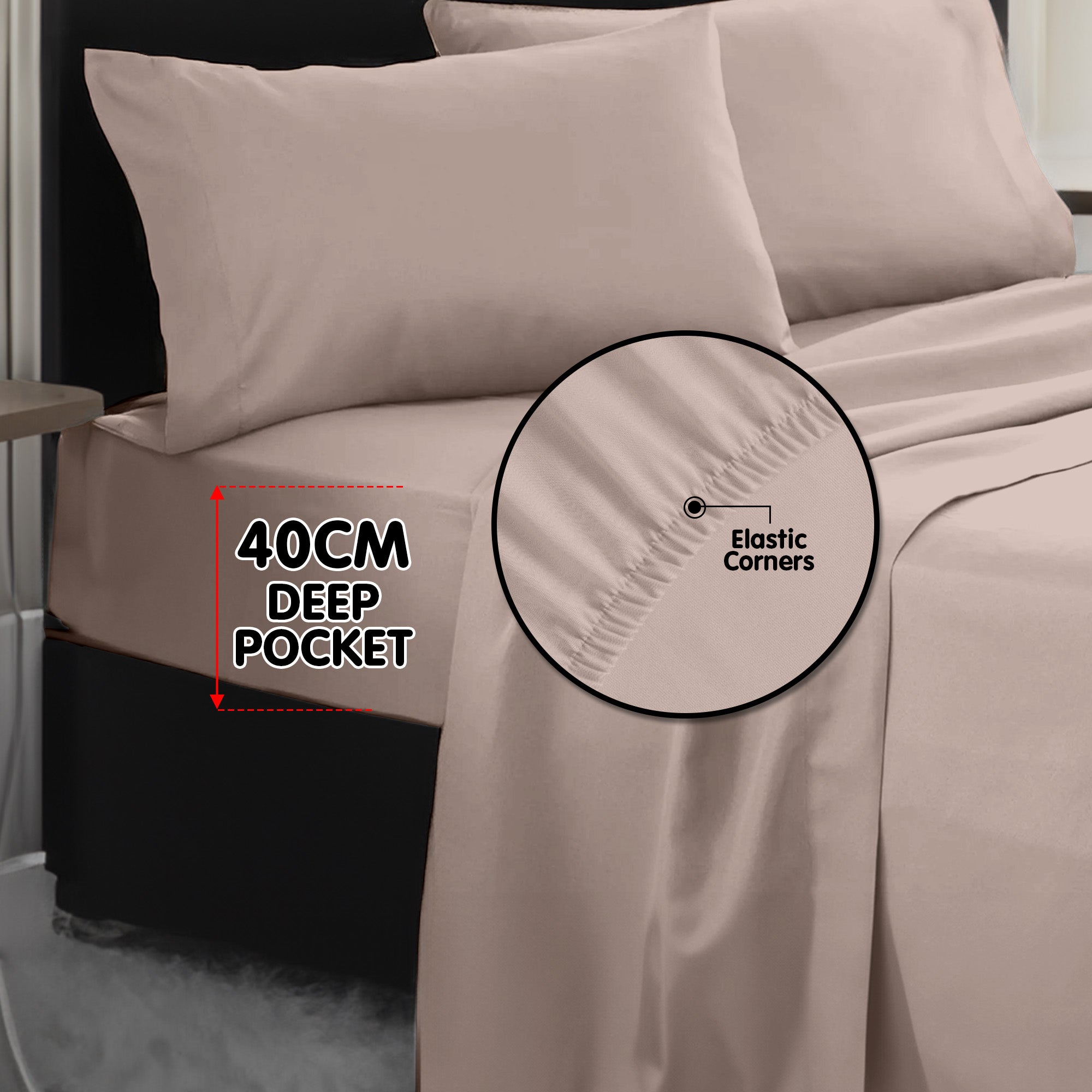 4pc 1000 Thread Count Cotton Rich King Bed Sheet Gift Pack CVC Microfibre Blend in Linen