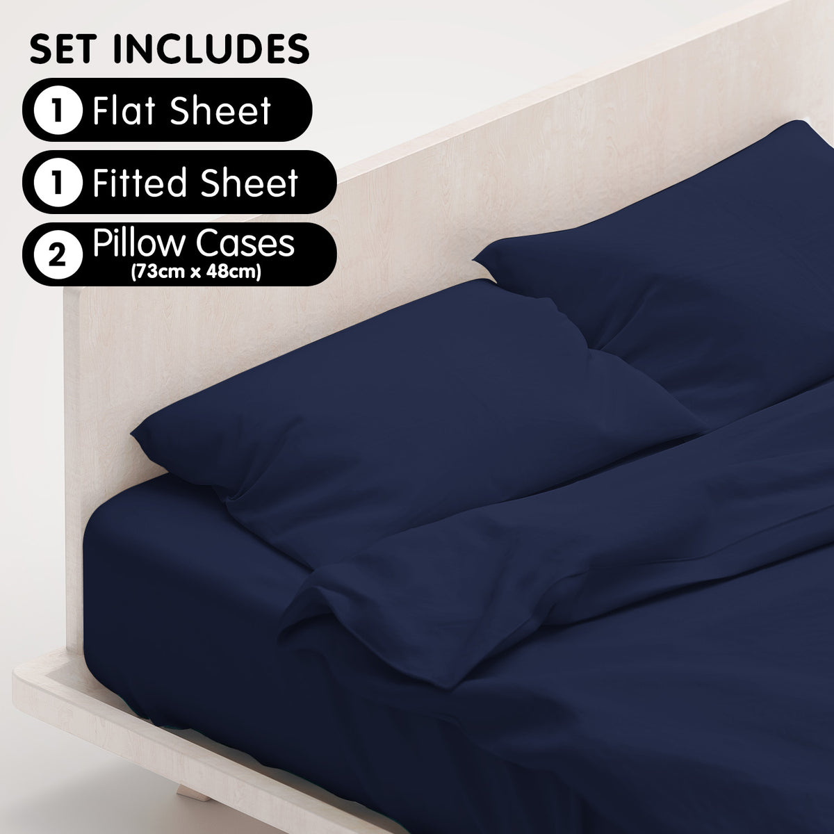 4pc 1000 Thread Count Cotton Rich King Bed Sheet Gift Pack CVC Microfibre Blend in Navy