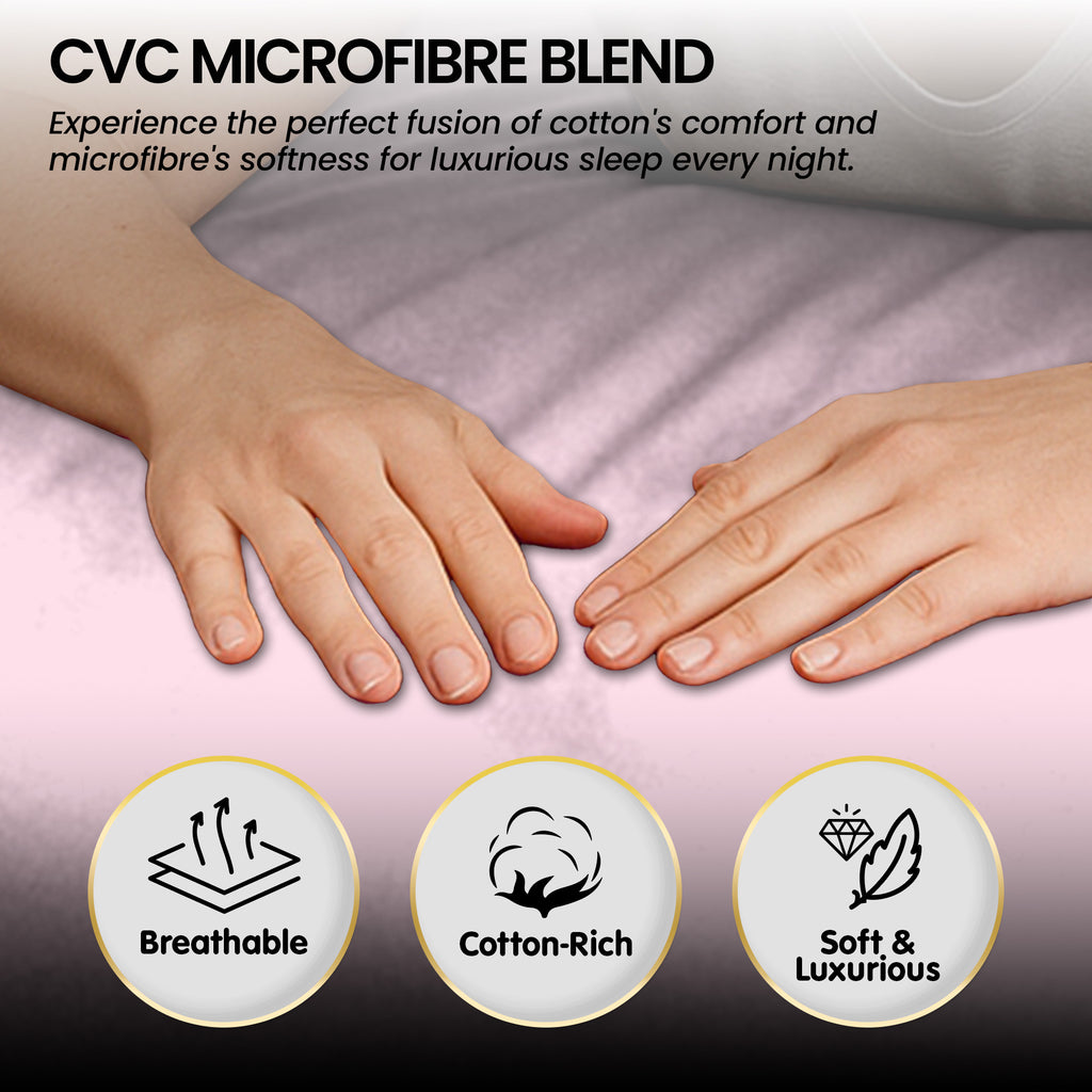 4pc 1000 Thread Count Cotton Rich King Bed Sheet Gift Pack CVC Microfibre Blend in Pink
