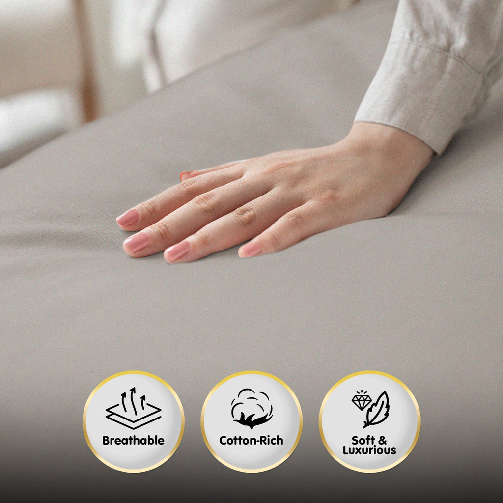 4pc 1000 Thread Count Cotton Rich King Bed Sheet Gift Pack CVC Microfibre Blend in Silver