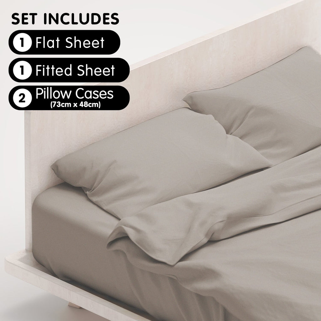 4pc 1000 Thread Count Cotton Rich King Bed Sheet Gift Pack CVC Microfibre Blend in Silver