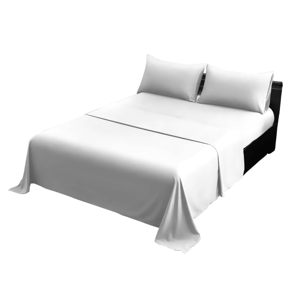4pc 1000 Thread Count Cotton Rich King Bed Sheet Gift Pack CVC Microfibre Blend in White
