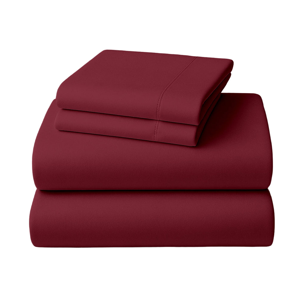 Laura Hill Luxury Living 4pc 1000 Thread Count Cotton Rich Queen Bed Sheet Set Gift Pack Burgundy