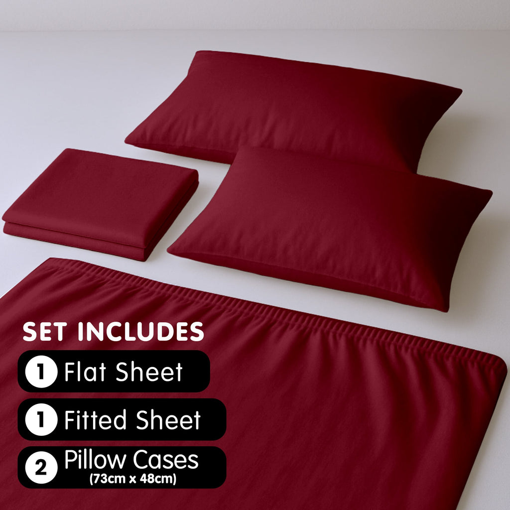 Laura Hill Luxury Living 4pc 1000 Thread Count Cotton Rich Queen Bed Sheet Set Gift Pack Burgundy