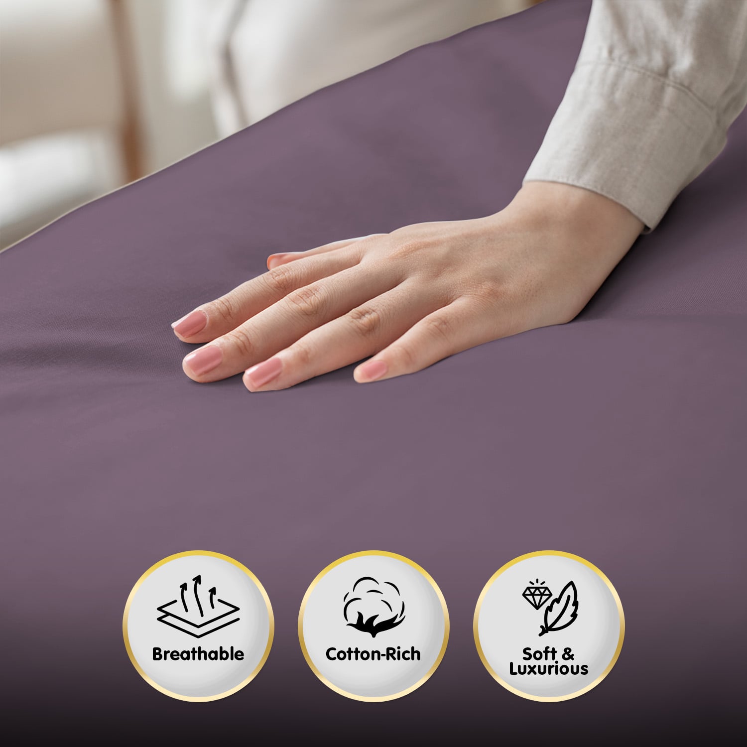 Laura Hill Luxury Living 4pc 1000 Thread Count Cotton Rich Queen Bed Sheet Set Gift Pack Lilac