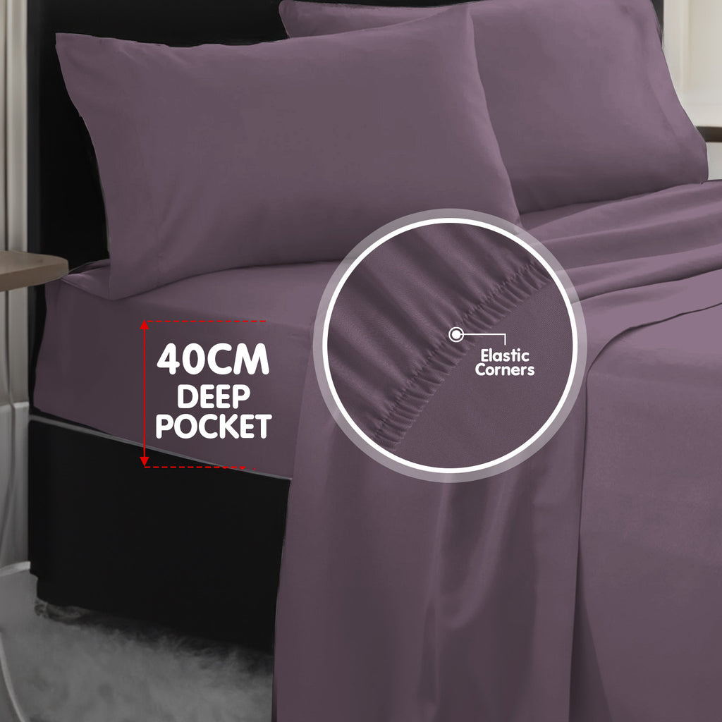 Laura Hill Luxury Living 4pc 1000 Thread Count Cotton Rich Queen Bed Sheet Set Gift Pack Lilac