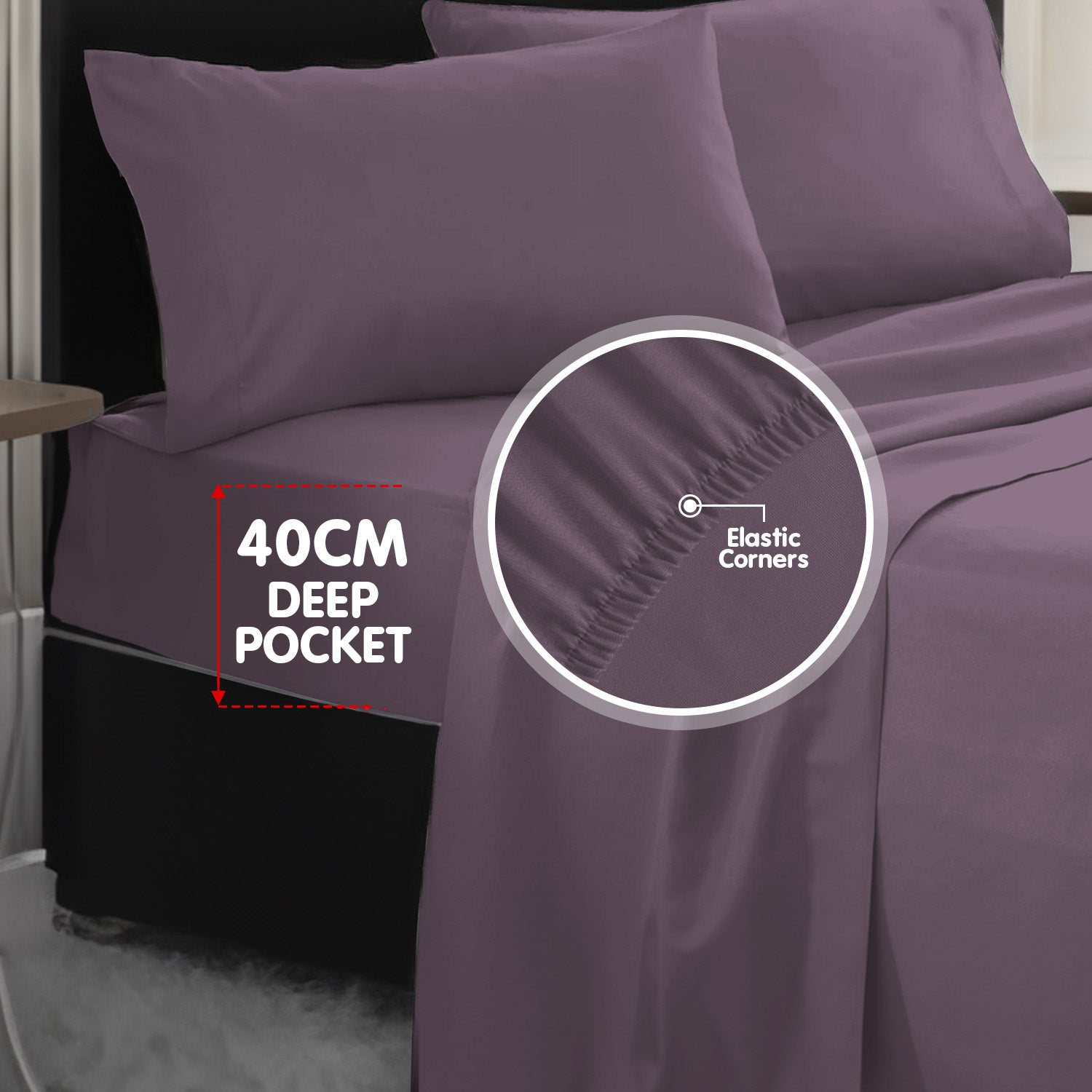 Laura Hill Luxury Living 4pc 1000 Thread Count Cotton Rich Queen Bed Sheet Set Gift Pack Lilac