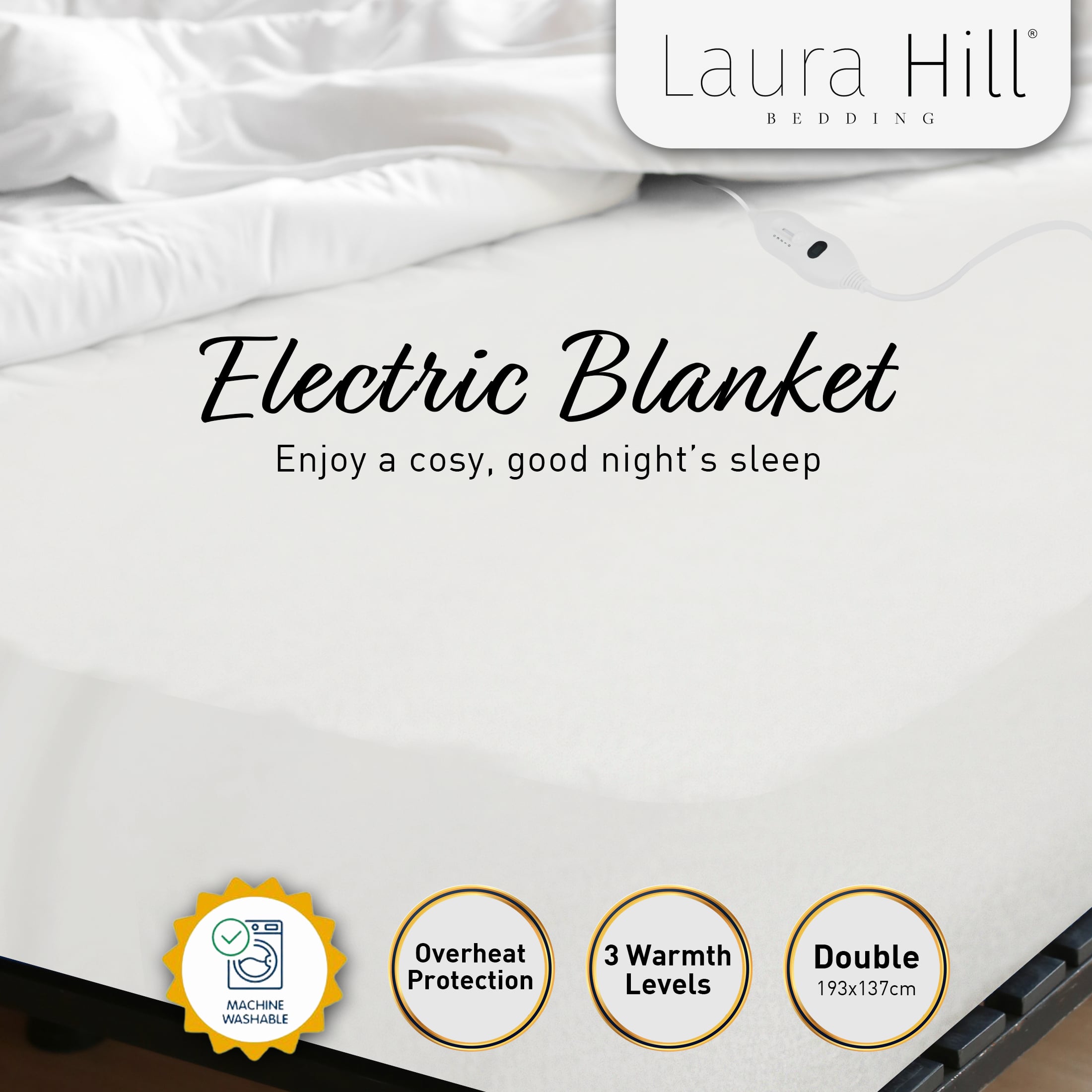 Laura Hill Heated Electric Blanket Fitted Polyester Underlay Double