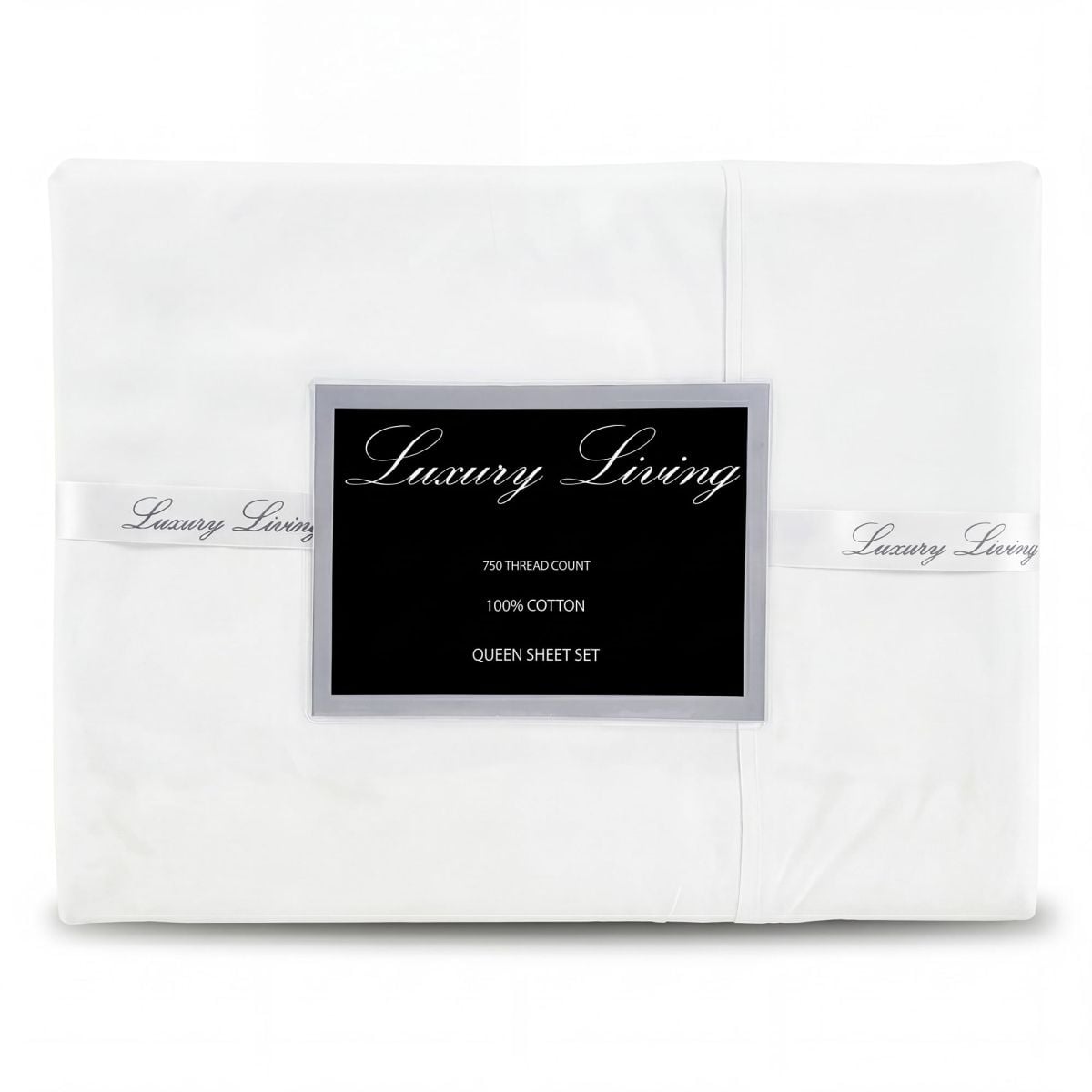 750 Thread Count Pure Cotton Queen Bed Sheet Set 4 Piece Gift Pack - White