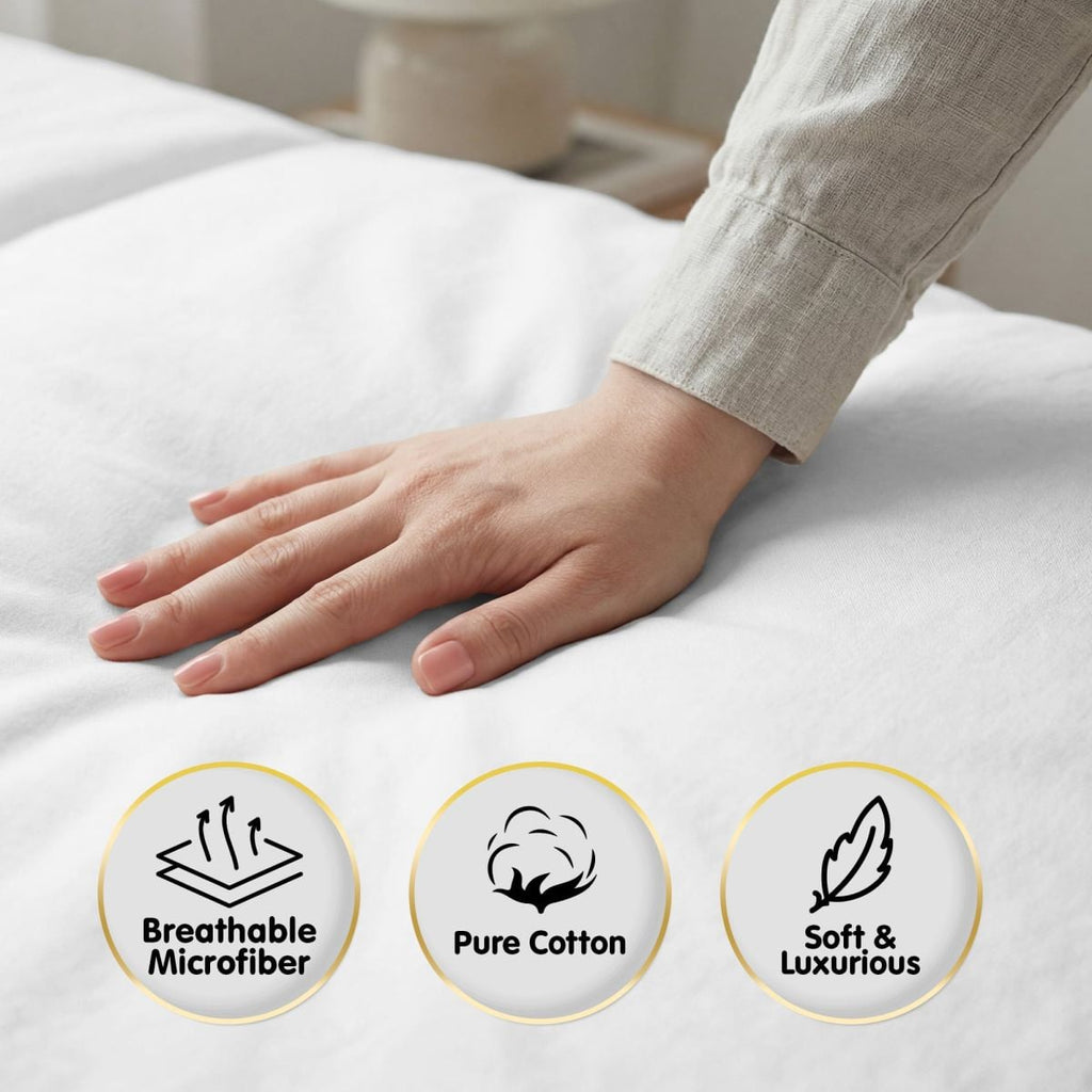 750 Thread Count Pure Cotton Queen Bed Sheet Set 4 Piece Gift Pack - White