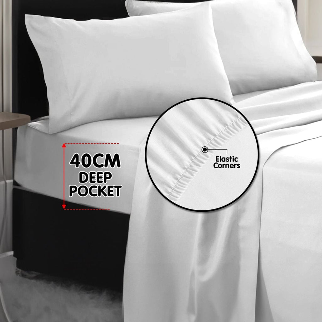 750 Thread Count Pure Cotton Queen Bed Sheet Set 4 Piece Gift Pack - White