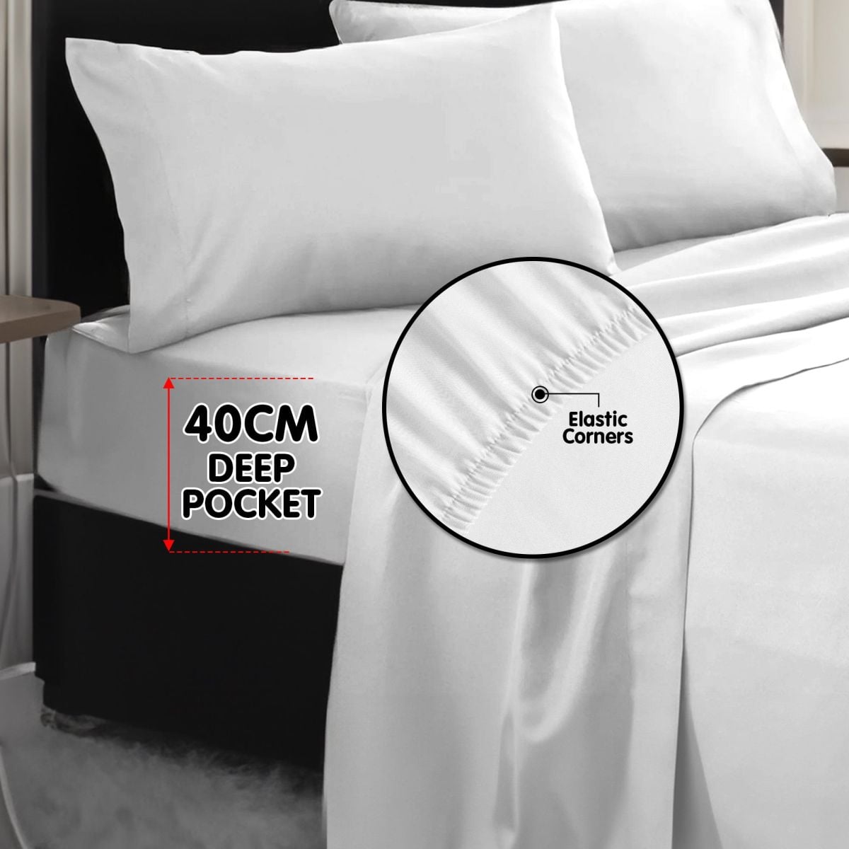 750 Thread Count Pure Cotton Queen Bed Sheet Set 4 Piece Gift Pack - White
