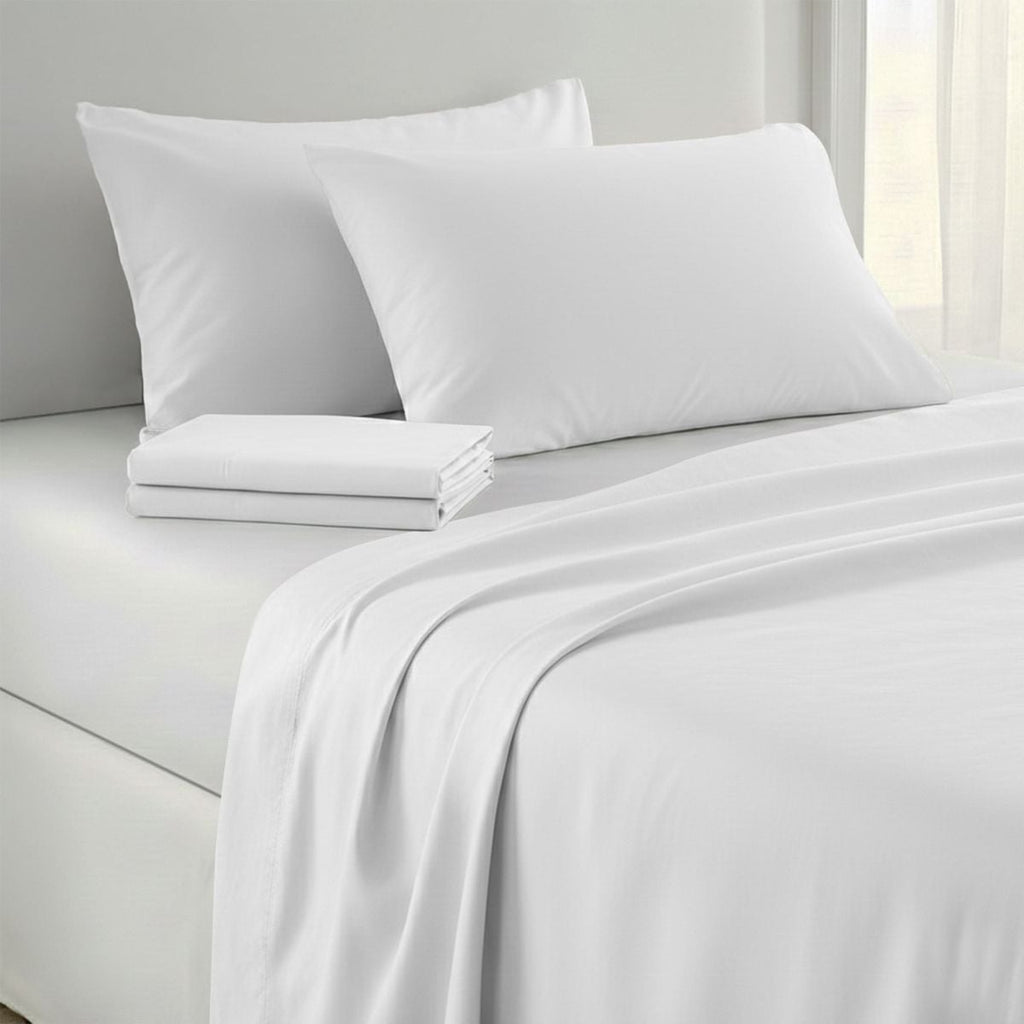 750 Thread Count Pure Cotton Queen Bed Sheet Set 4 Piece Gift Pack - White