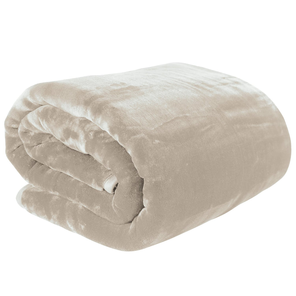 Laura Hill 600-GSM Mink Blanket Queen Size Double-Sided Soft Plush Bed Faux Throw Rug 220 X 240cm - Beige