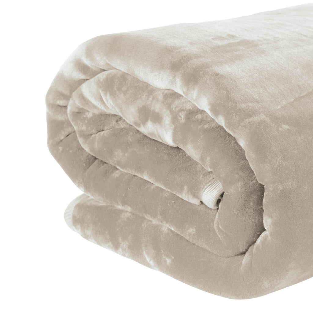 Laura Hill 800GSM Heavy Double-Sided Faux Mink Blanket - Beige