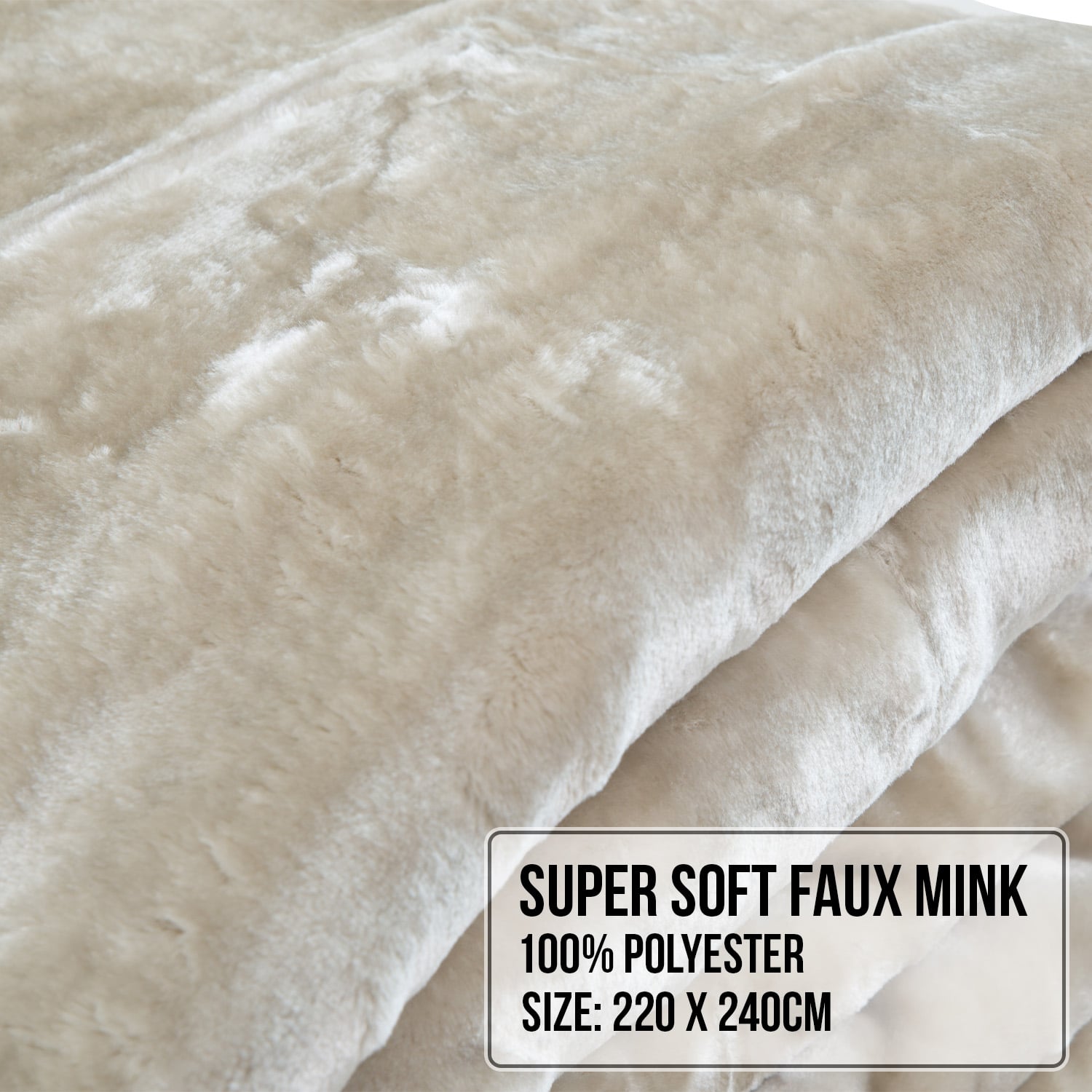 Laura Hill 800GSM Heavy Double-Sided Faux Mink Blanket - Beige