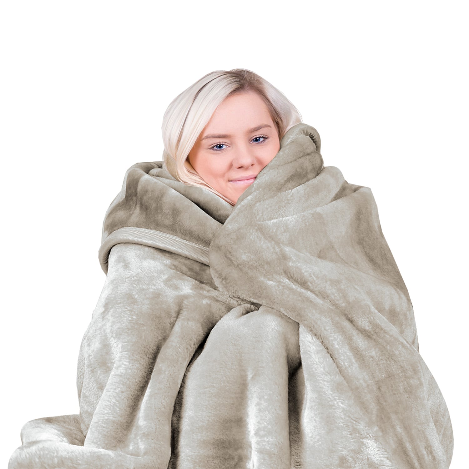 Laura Hill 800GSM Heavy Double-Sided Faux Mink Blanket - Beige