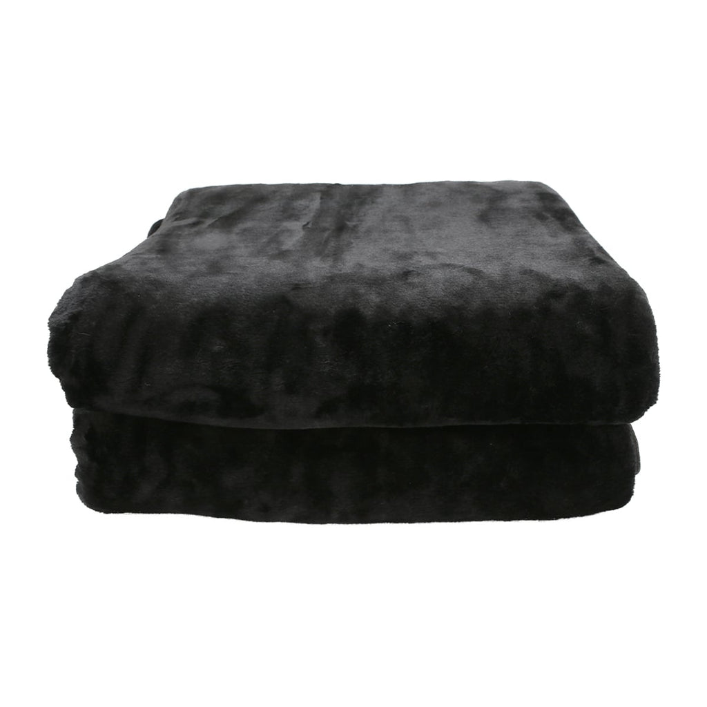 Laura Hill 600-GSM Mink Blanket Queen Size Double-Sided Soft Plush Bed Faux Throw Rug 220 X 240cm - Black