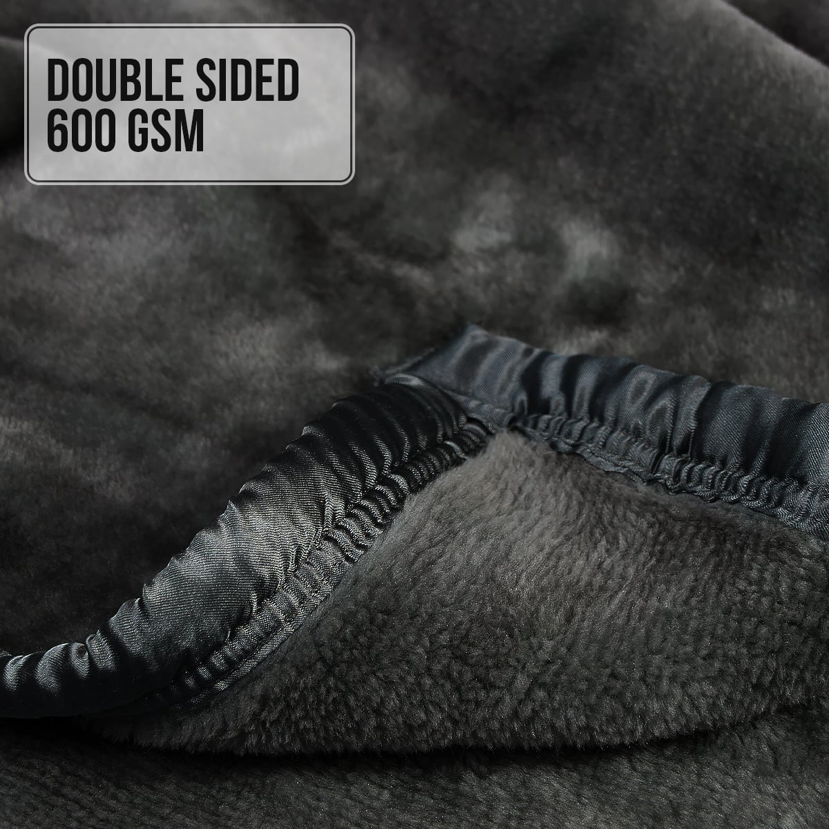Laura Hill 600-GSM Mink Blanket Queen Size Double-Sided Soft Plush Bed Faux Throw Rug 220 X 240cm - Black