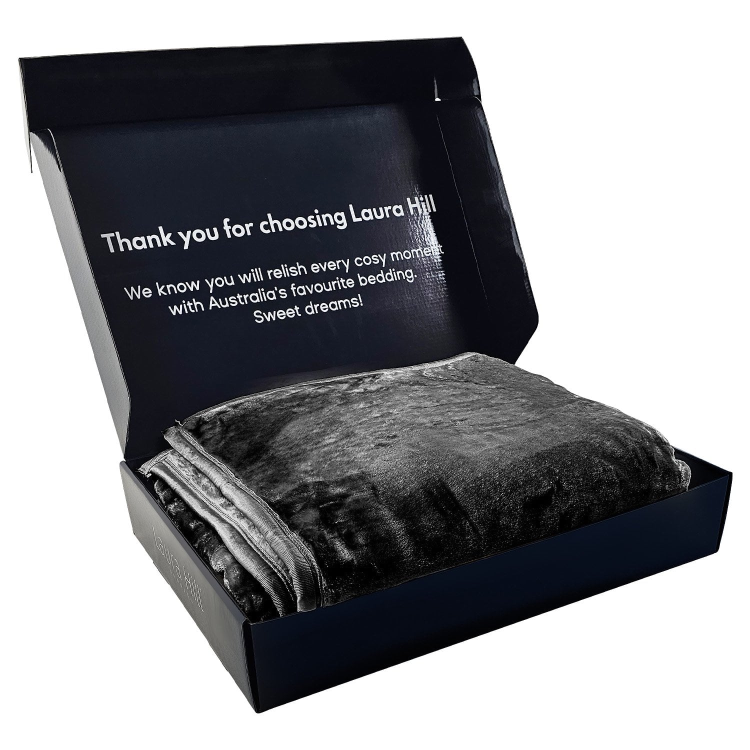Laura Hill 800GSM Heavy Double-Sided Faux Mink Blanket - Black
