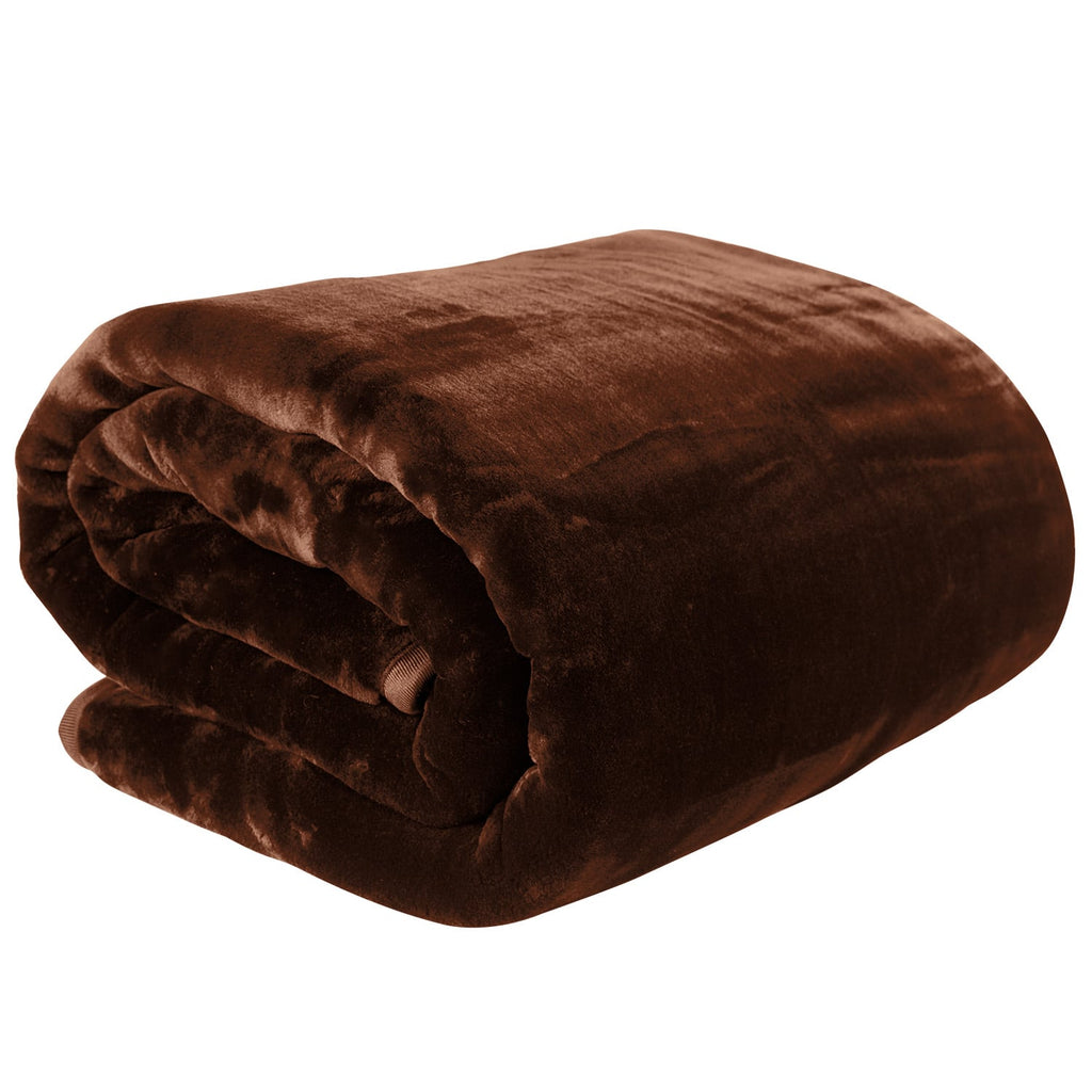 Laura Hill 600-GSM Mink Blanket Queen Size Double-Sided Soft Plush Bed Faux Throw Rug 220 X 240cm - Chocolate