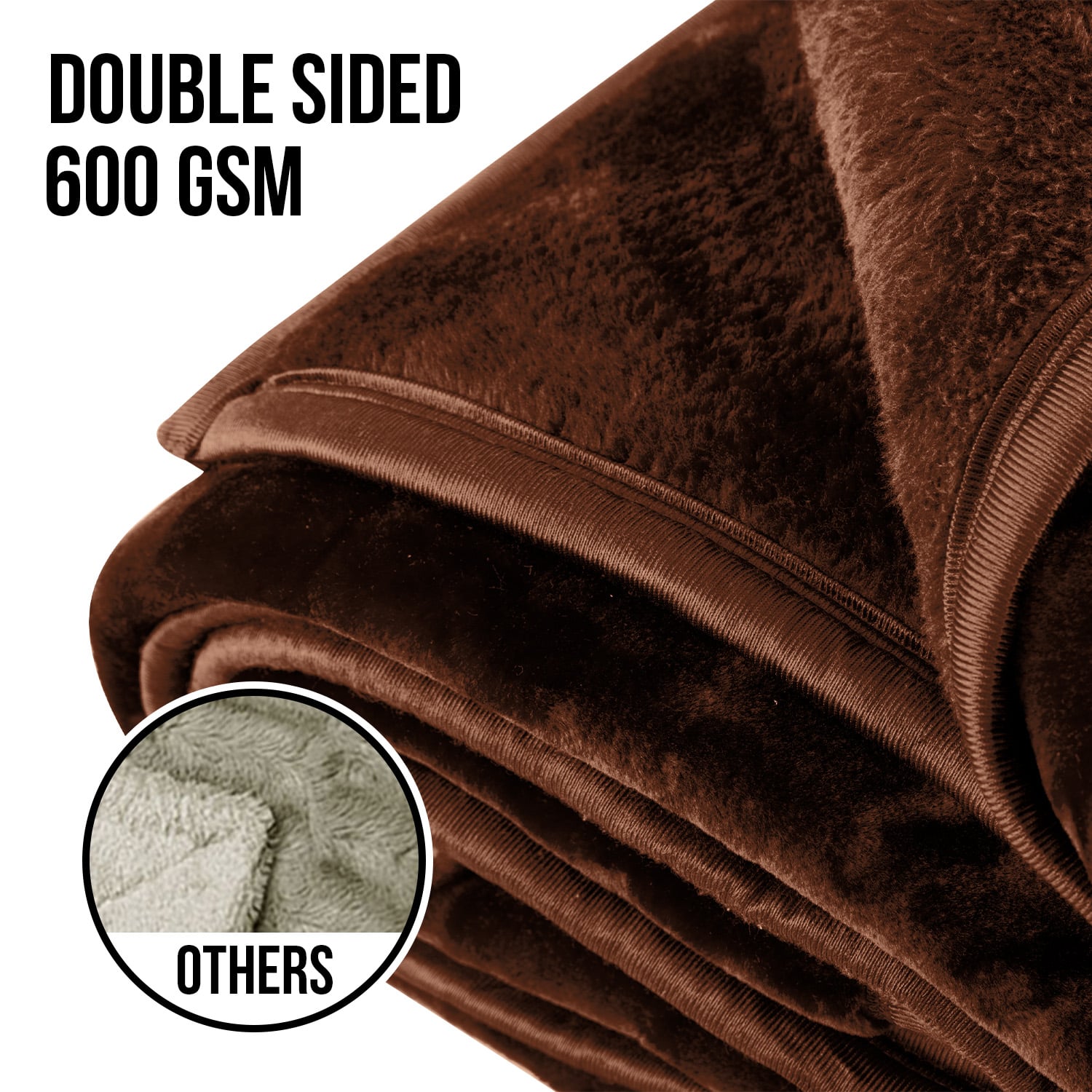 Laura Hill 600-GSM Mink Blanket Queen Size Double-Sided Soft Plush Bed Faux Throw Rug 220 X 240cm - Chocolate